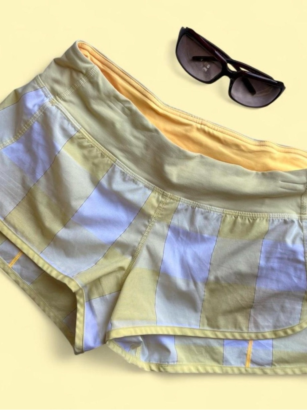 Lululemon Yellow Plaid Running Shorts